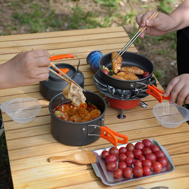 1-3 Person Camping Cookware Set: Light, Portable Pot & Pan in Carrying Bag, Ideal for Outdoor Trips - Outdoors & Sports Tinker Time