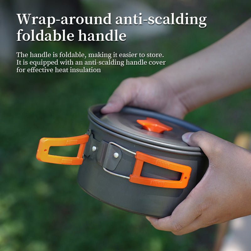 1-3 Person Camping Cookware Set: Light, Portable Pot & Pan in Carrying Bag, Ideal for Outdoor Trips - Outdoors & Sports Tinker Time