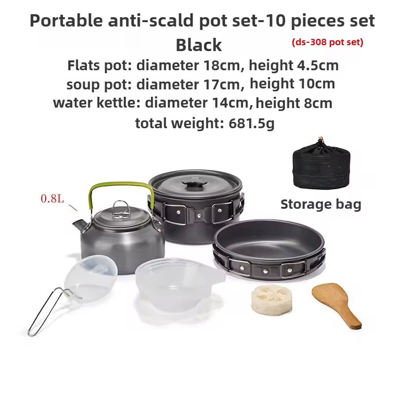 1-3 Person Camping Cookware Set: Light, Portable Pot & Pan in Carrying Bag, Ideal for Outdoor Trips - Outdoors & Sports Tinker Time