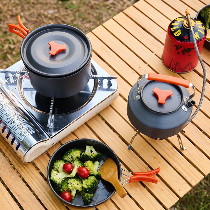 1-3 Person Camping Cookware Set: Light, Portable Pot & Pan in Carrying Bag, Ideal for Outdoor Trips - Outdoors & Sports Tinker Time
