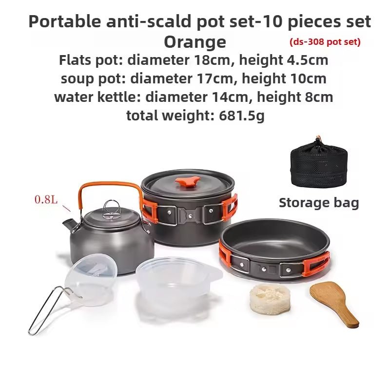 1-3 Person Camping Cookware Set: Light, Portable Pot & Pan in Carrying Bag, Ideal for Outdoor Trips - Outdoors & Sports Tinker Time