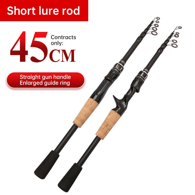 1.5 - 2.4M Telescopic Carbon Fishing Rod Rotary Baitcasting (8 - 25g) with Wooden Handle - Outdoors & Sports Tinker Time