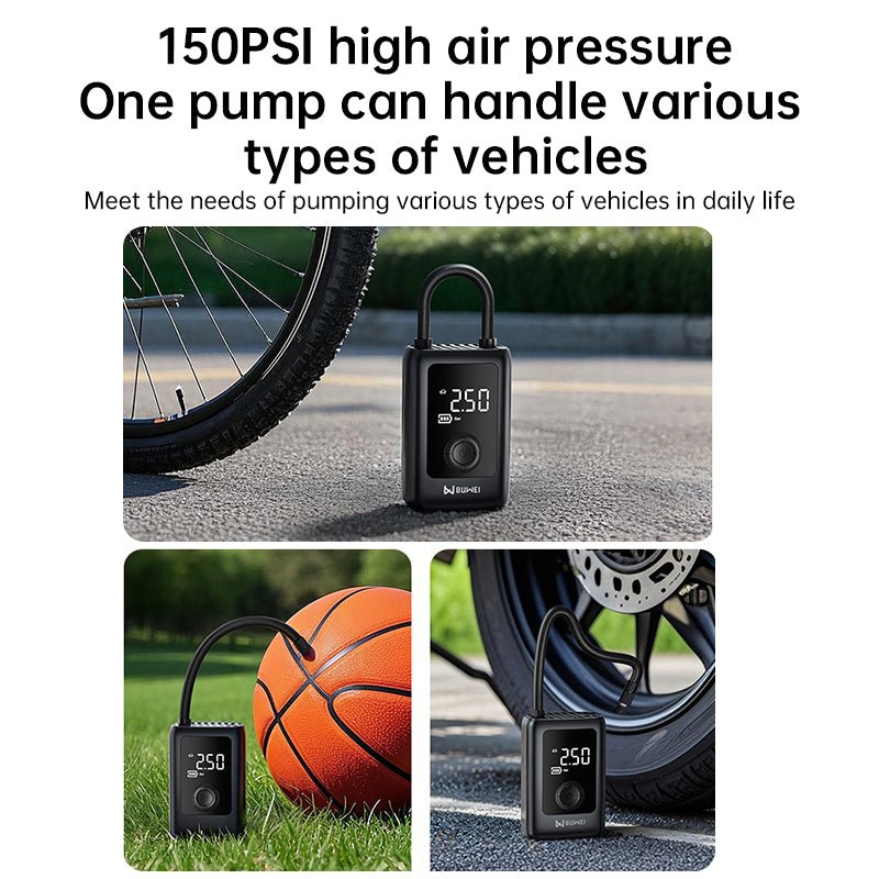 150PSI Rechargeable Electric Tire Pump with Light & LCD: for cars, bikes - Outdoors & Sports Tinker Time