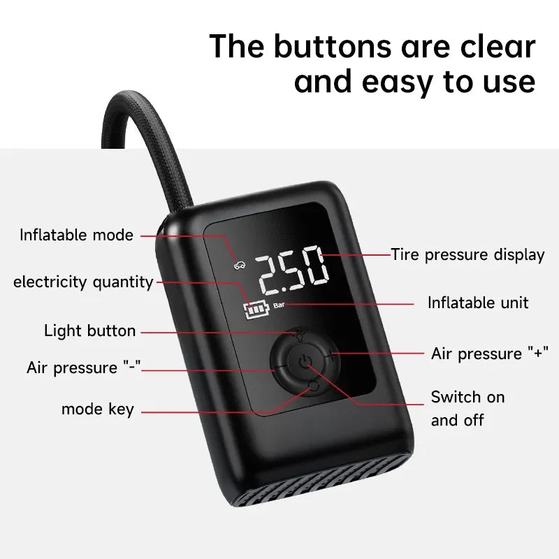 150PSI Rechargeable Electric Tire Pump with Light & LCD: for cars, bikes - Outdoors & Sports Tinker Time