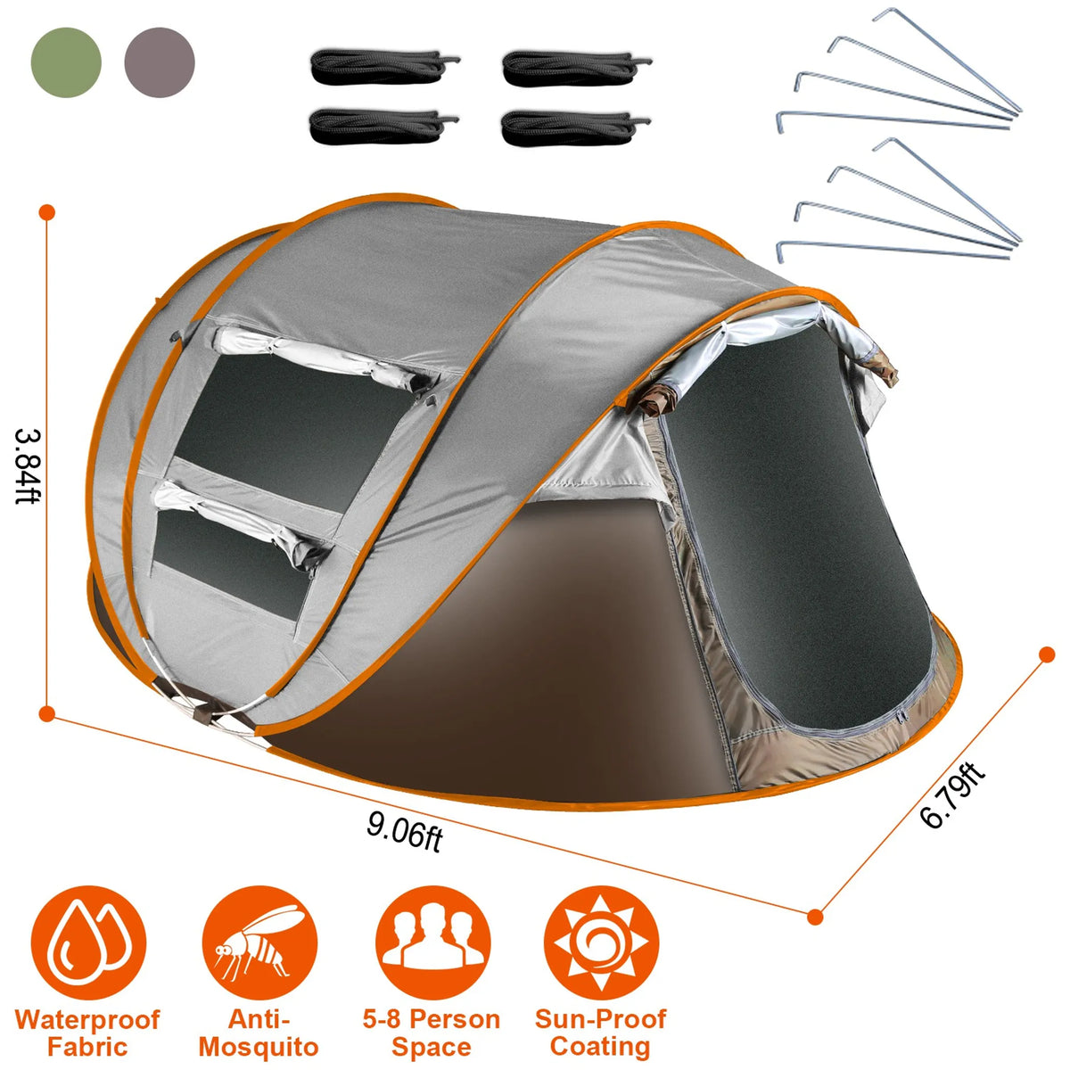 5-8 Person Pop Up Tent Automatic Setup Camping Tent