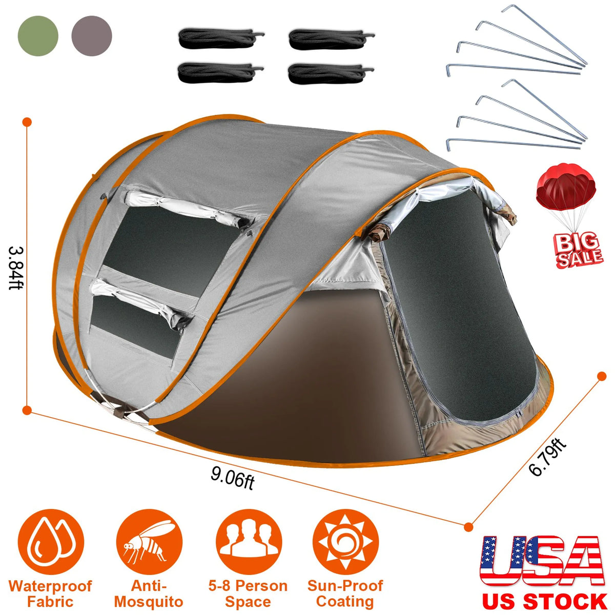 5-8 Person Pop Up Tent Automatic Setup Camping Tent