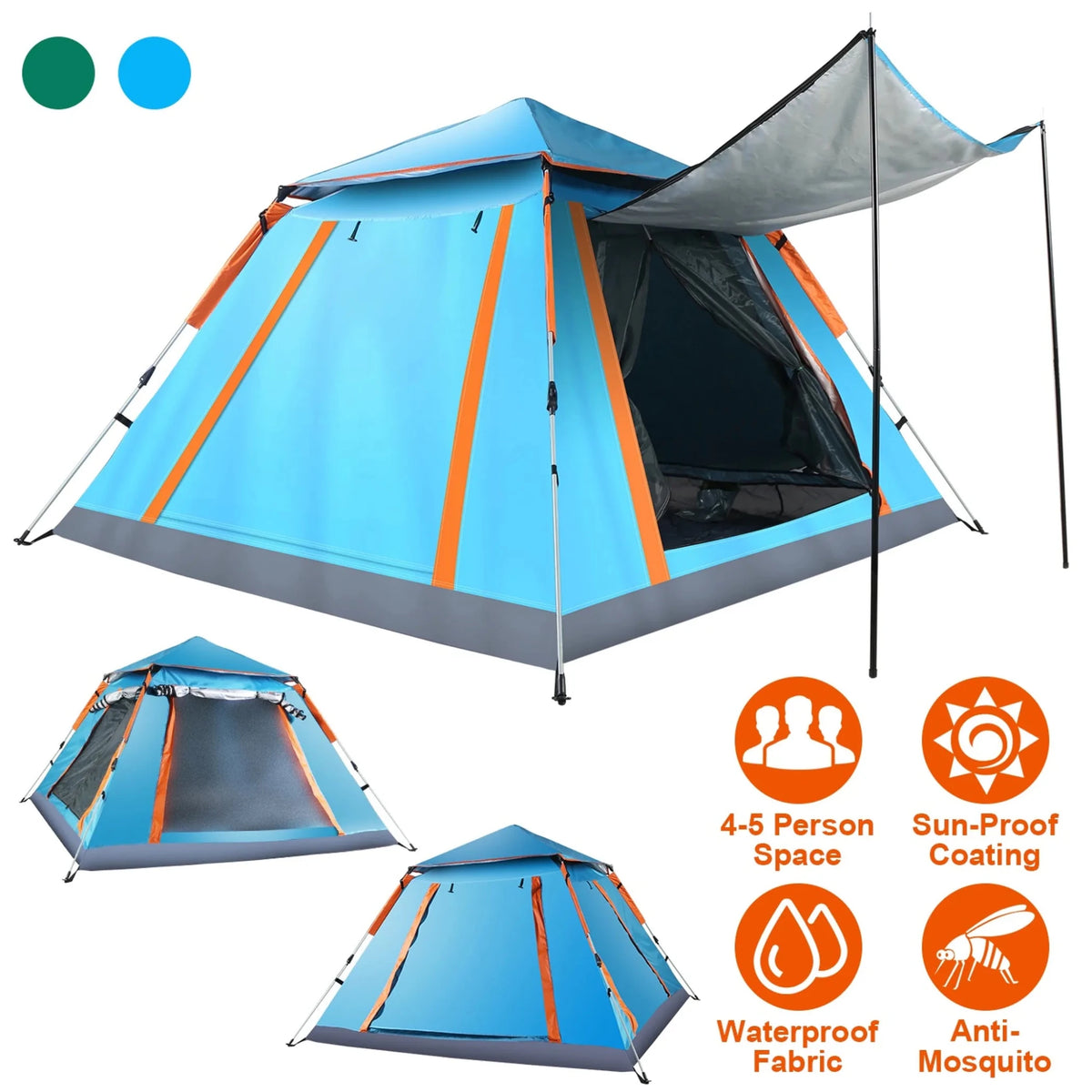 4-5 Person Camping Tent Outdoor Foldable Waterproof Tent - Outdoors & Sports Tinker Time
