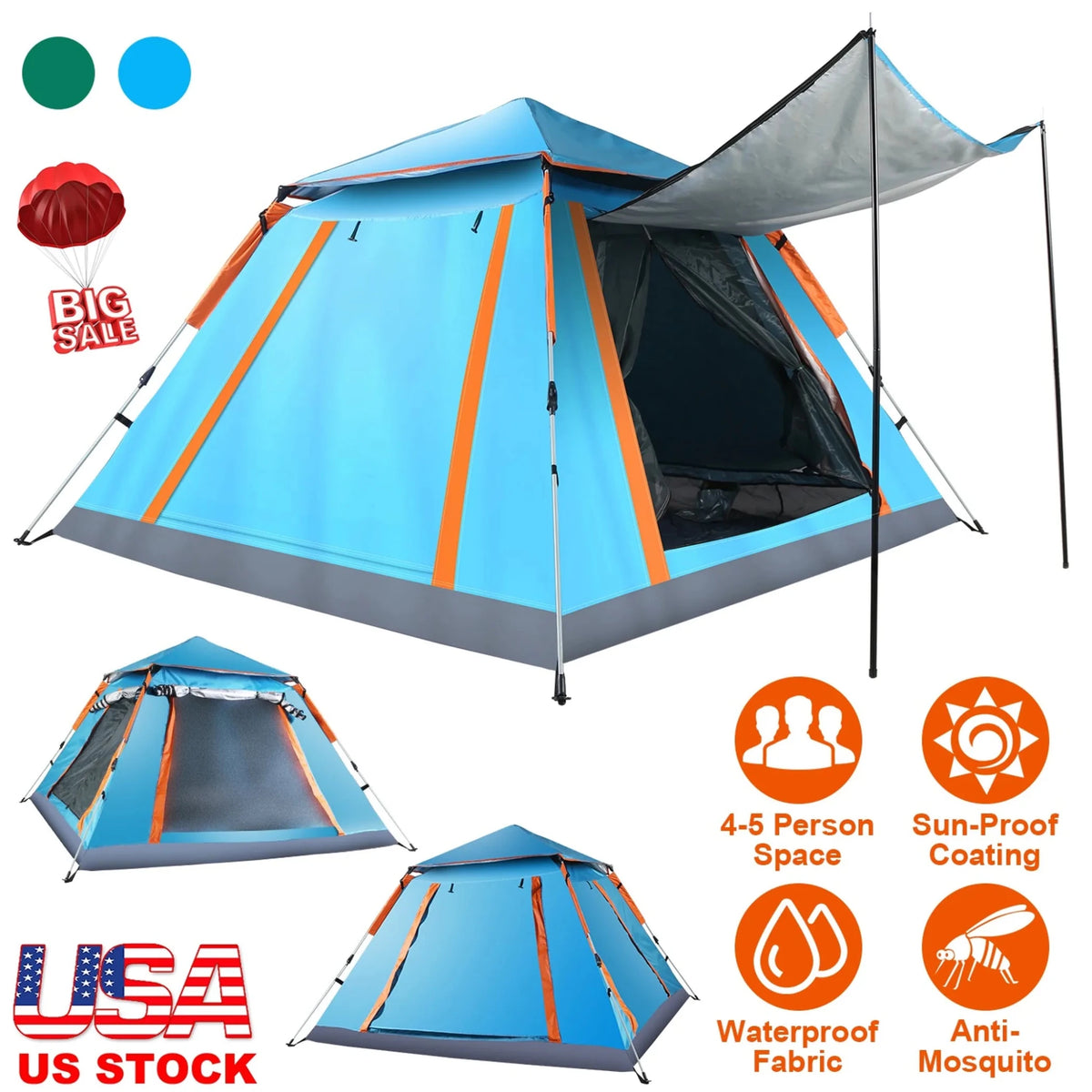 4-5 Person Camping Tent Outdoor Foldable Waterproof Tent - Outdoors & Sports Tinker Time