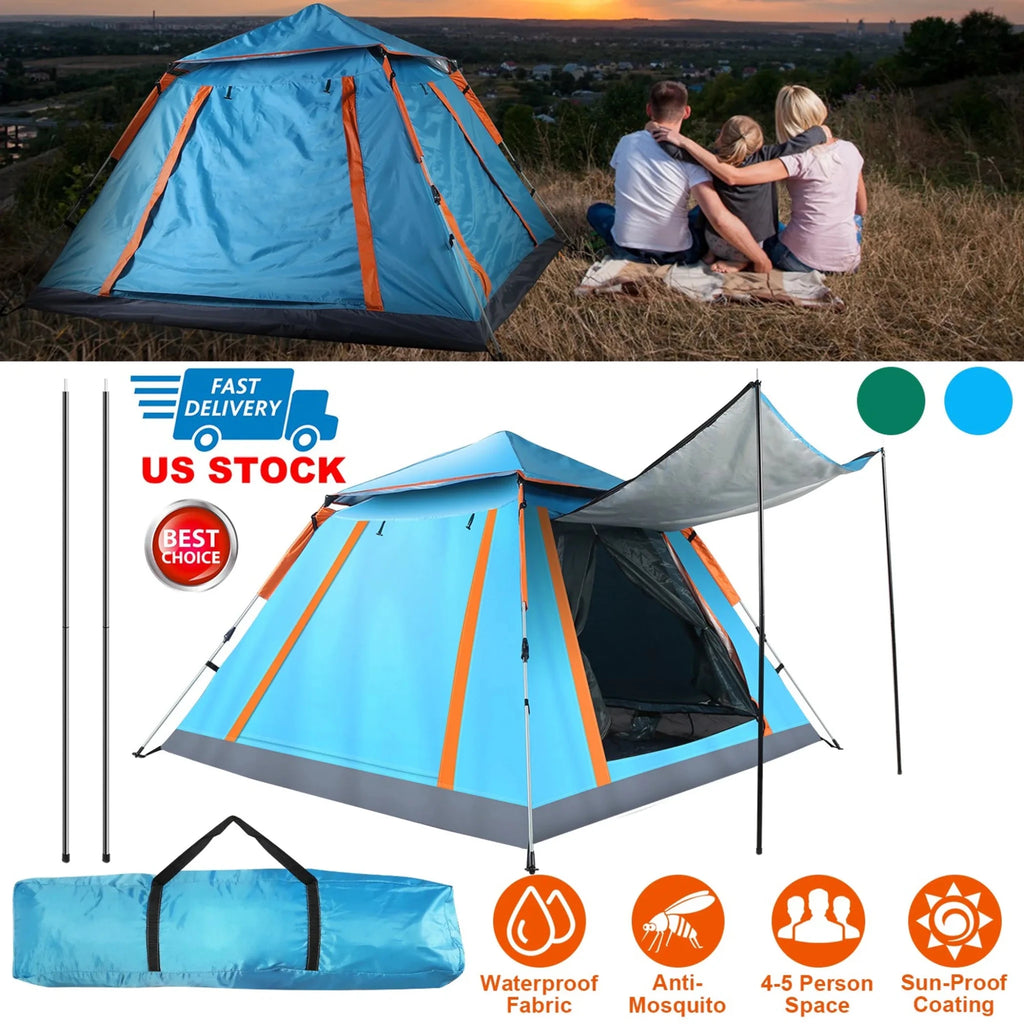 4-5 Person Camping Tent Outdoor Foldable Waterproof Tent - Outdoors & Sports Tinker Time