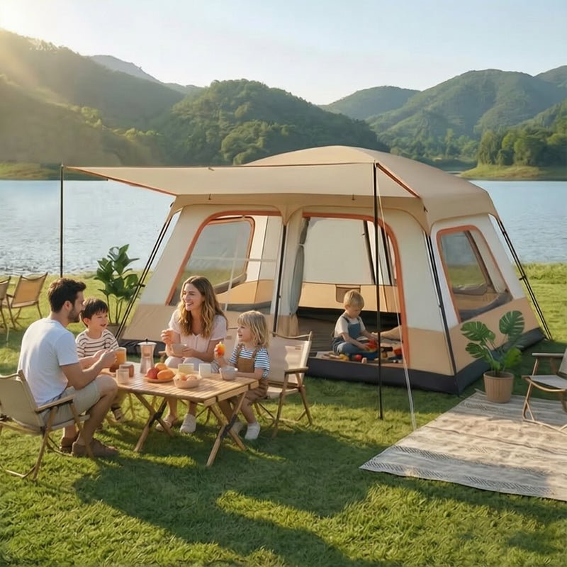 4-6 Person Family Camping Tent, Waterproof Portable Tent with Carry Bag for Car Camping - Outdoors & Sports Tinker Time