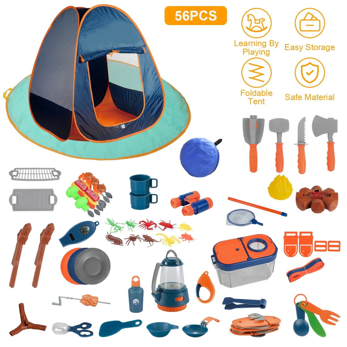 56Pcs Kids Camping Toy Set - Outdoors & Sports Tinker Time