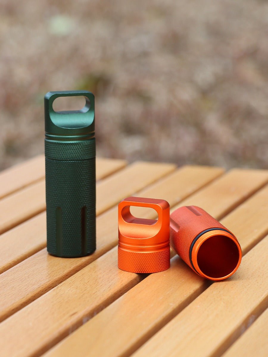 Aluminum alloy fully sealed EDC waterproof tank outdoor survival equipment waterproof compartment flat head waterproof storage b - Outdoors & Sports Tinker Time