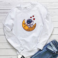 Astronaut Love Printed Round Neck Long Sleeve Hoodie - Outdoors & Sports Tinker Time