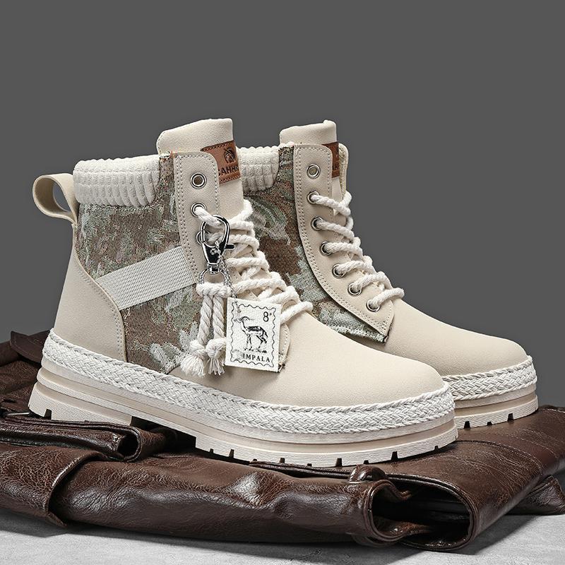 Autumn canvas high top shoes men's casual motorcycle short boots workwear boots hiking Martin boots board shoes - Outdoors & Sports Tinker Time
