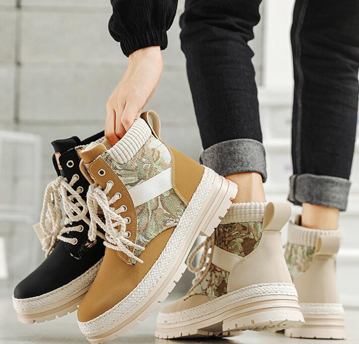 Autumn canvas high top shoes men's casual motorcycle short boots workwear boots hiking Martin boots board shoes - Outdoors & Sports Tinker Time