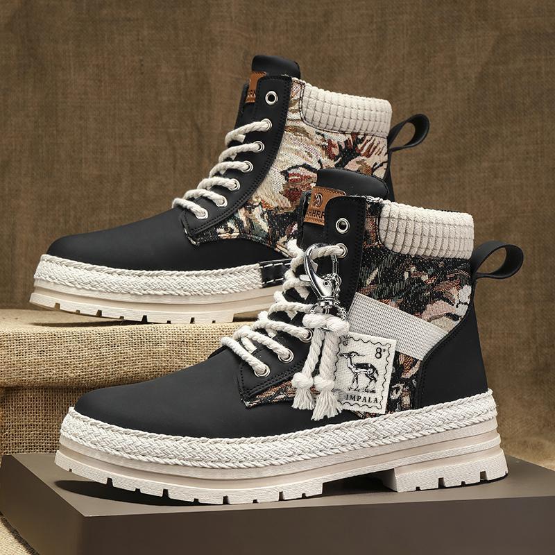 Autumn canvas high top shoes men's casual motorcycle short boots workwear boots hiking Martin boots board shoes - Outdoors & Sports Tinker Time