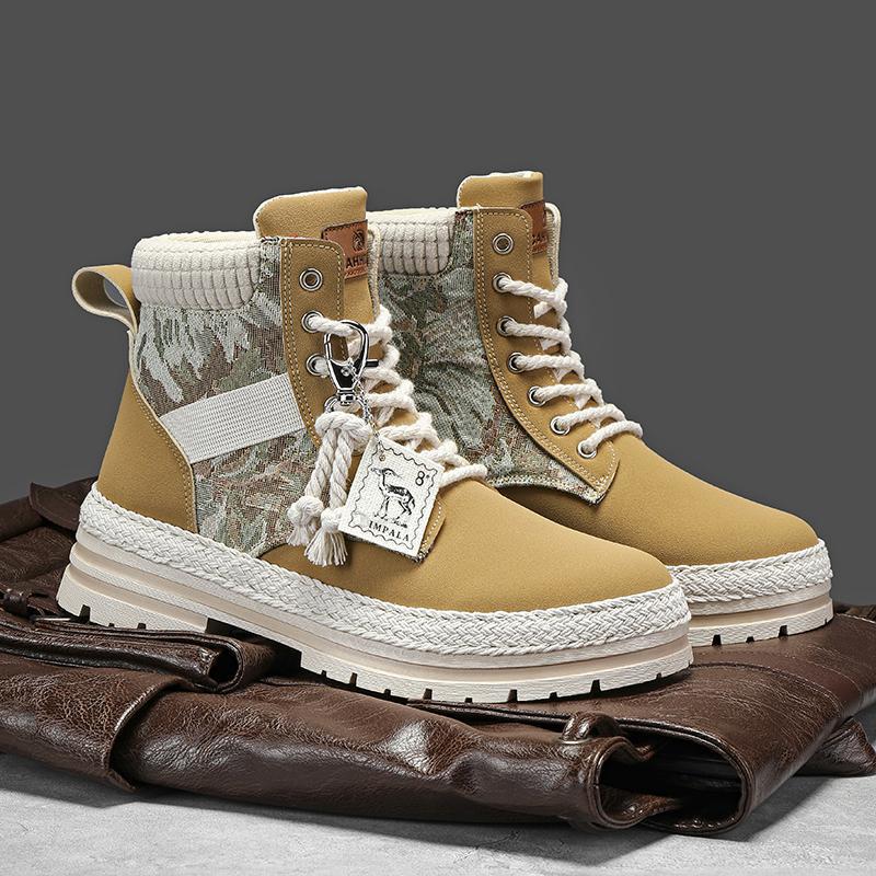 Autumn canvas high top shoes men's casual motorcycle short boots workwear boots hiking Martin boots board shoes - Outdoors & Sports Tinker Time