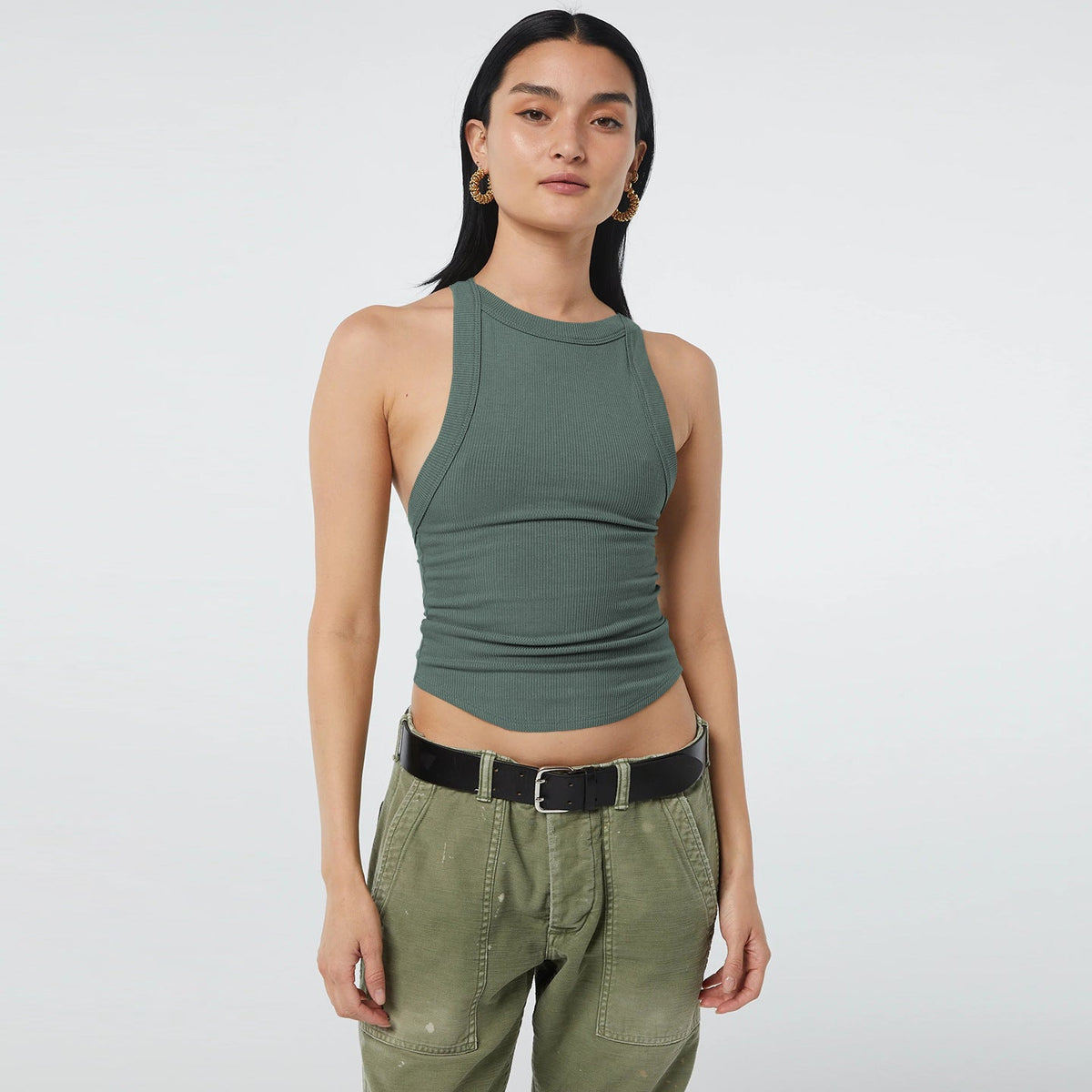 Backless Sleeveless Ribbed Knit Inner and Outer Wear BM Top for Women - Outdoors & Sports Tinker Time