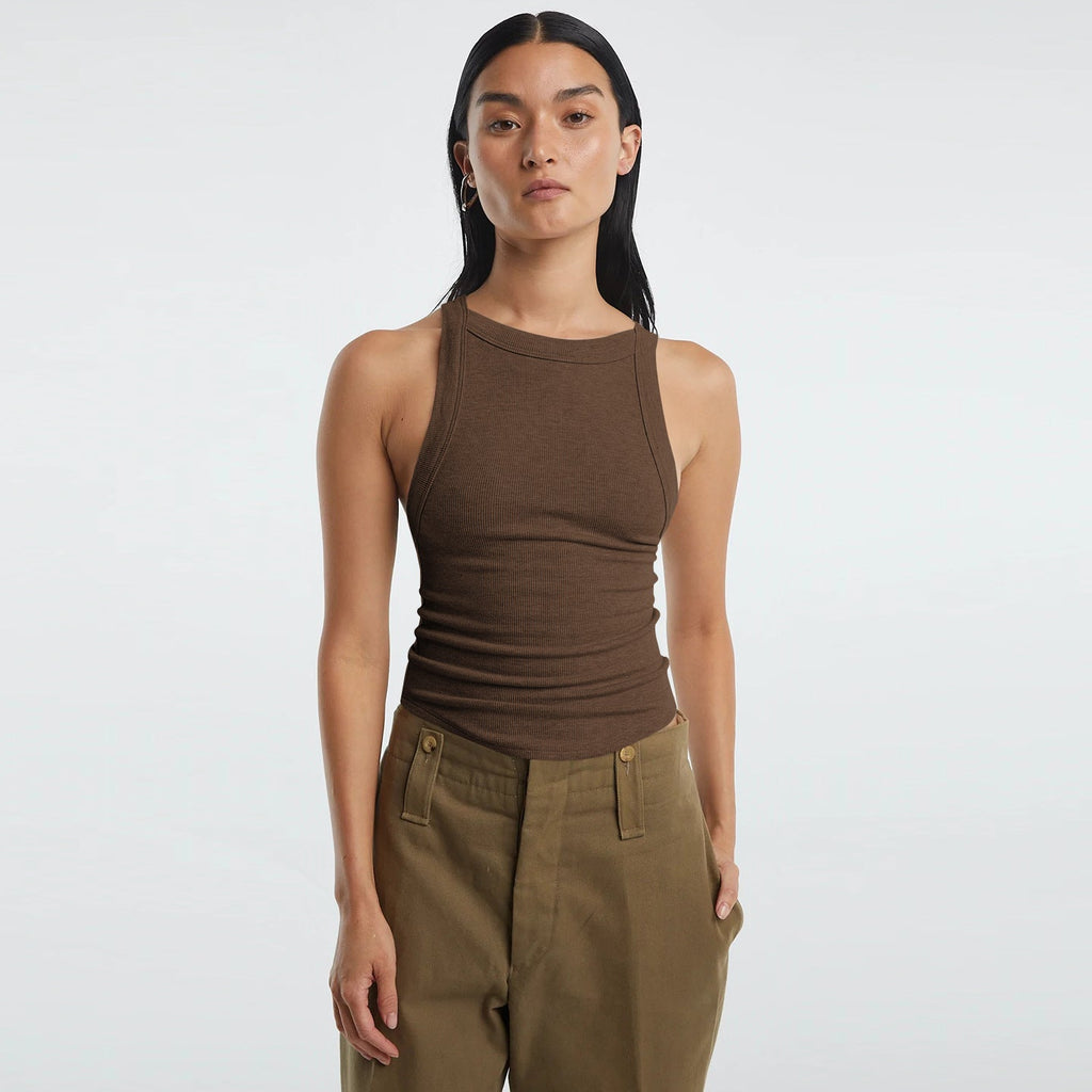 Backless Sleeveless Ribbed Knit Inner and Outer Wear BM Top for Women - Outdoors & Sports Tinker Time