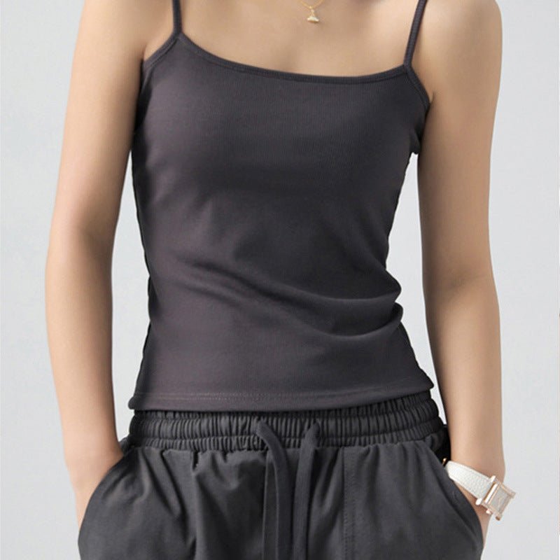 Basic Tank Top Women's Camisole Suit Inner Wear Cover Underboob Ribbed Spring Summer Outerwear - Outdoors & Sports Tinker Time