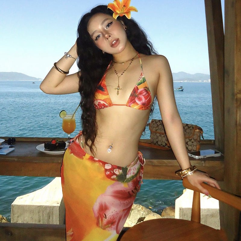 Beach Vacation Swimwear Women's Sexy Three-Piece Set - Outdoors & Sports Tinker Time