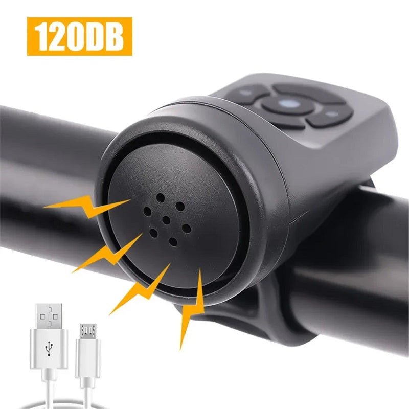 Bicycle Electric Bell Bike USB Charging Horn MTB Mountain Bike Warning Safety Ring Waterproof Bell Cycling Accessories - Outdoors & Sports Tinker Time