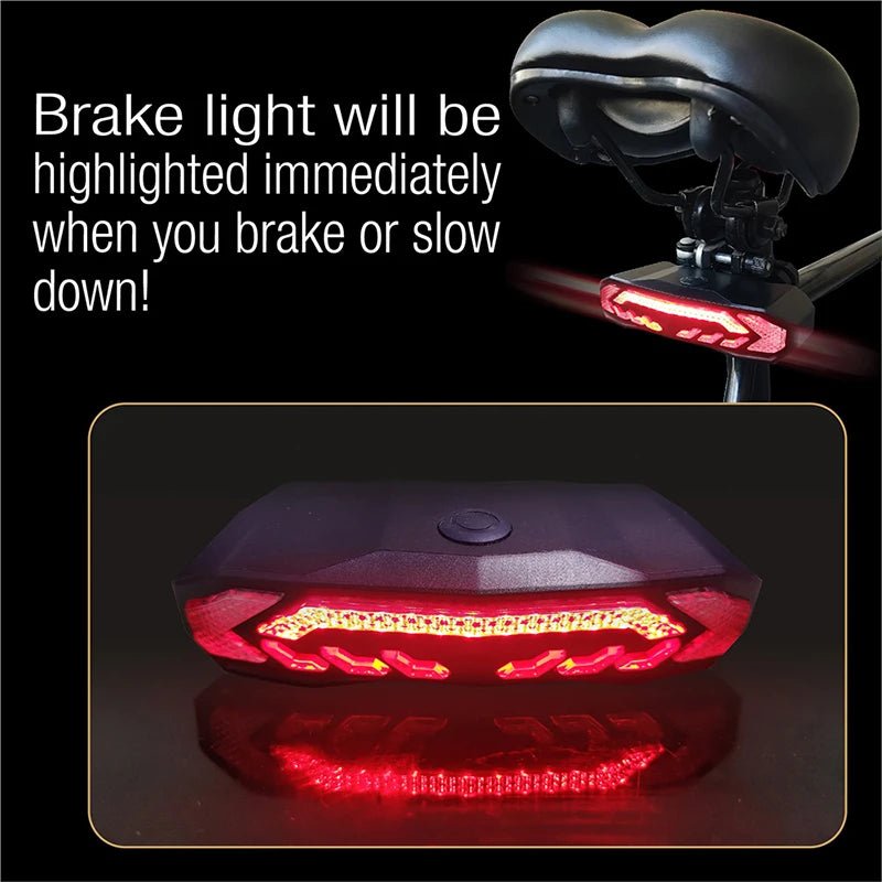 Bike Alarm Tail Light with Turn Signals Multifunctional Waterproof USB Rechargeable Electric Bell Bicycle Lamp Bike Rear Light - Outdoors & Sports Tinker Time