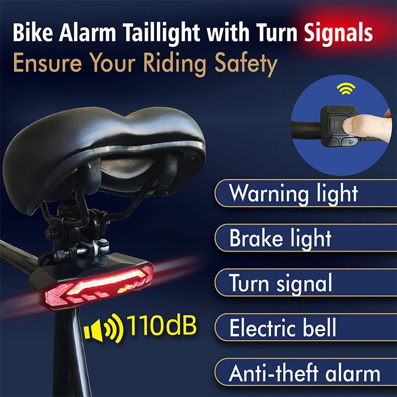 Bike Alarm Tail Light with Turn Signals Multifunctional Waterproof USB Rechargeable Electric Bell Bicycle Lamp Bike Rear Light - Outdoors & Sports Tinker Time