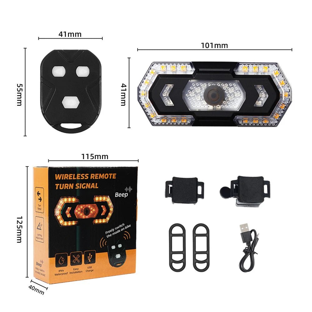 Bike Rear Lamp Smart Wireless Remote Turn Signal Lights Bicycle LED Taillight Easily Installation Bicycle Cycling Accessories - Outdoors & Sports Tinker Time
