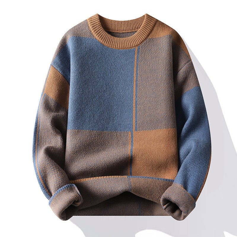 Casual Geometric Long Sleeve O-Neck Men's Knit Sweater - Outdoors & Sports Tinker Time
