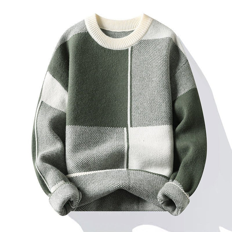 Casual Geometric Long Sleeve O-Neck Men's Knit Sweater - Outdoors & Sports Tinker Time