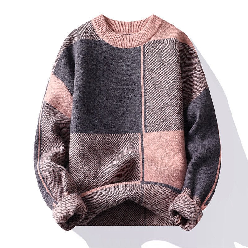 Casual Geometric Long Sleeve O-Neck Men's Knit Sweater - Outdoors & Sports Tinker Time