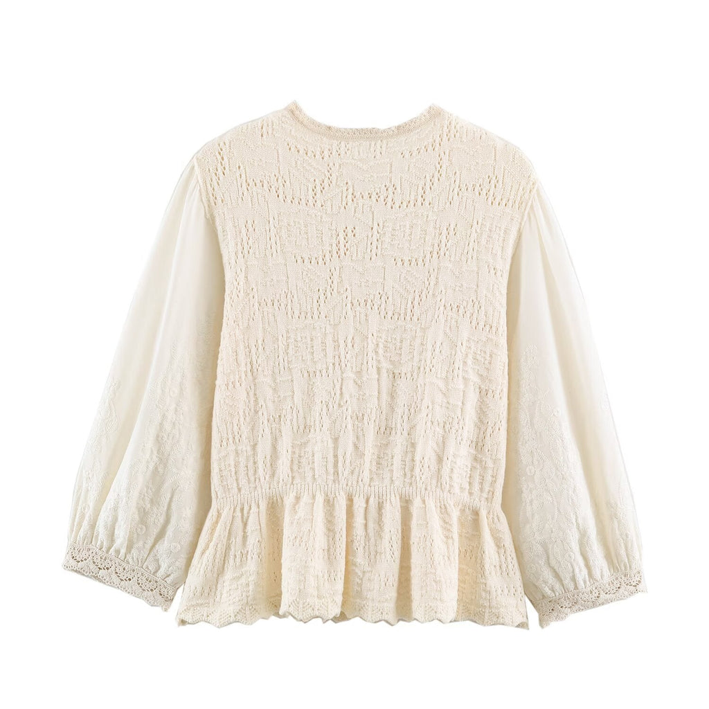 Casual, minimalist, romantic patchwork knit sweater jacket for women's wear - Outdoors & Sports Tinker Time