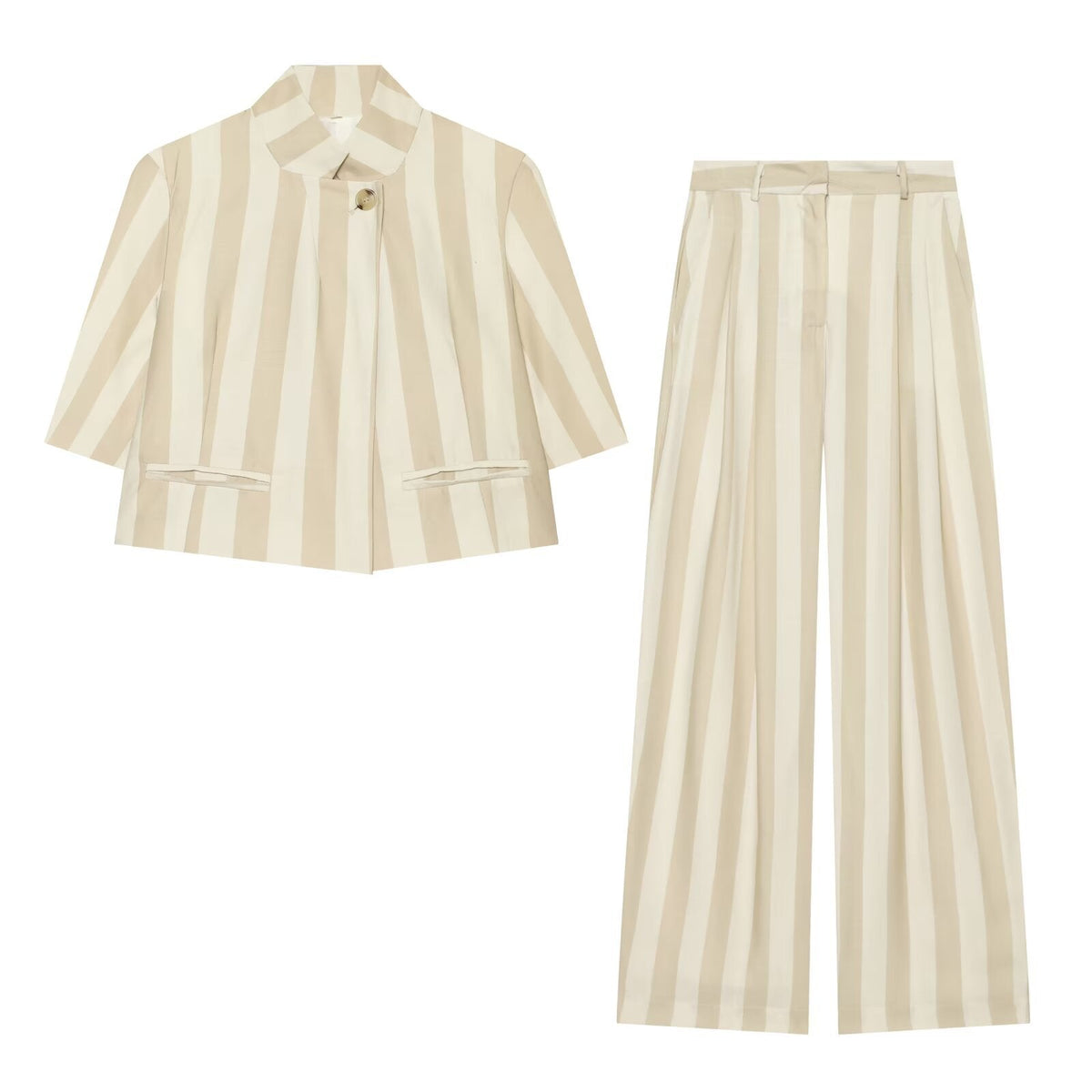Casual short sleeved stand up collar suit jacket+long pants suit for women - Outdoors & Sports Tinker Time
