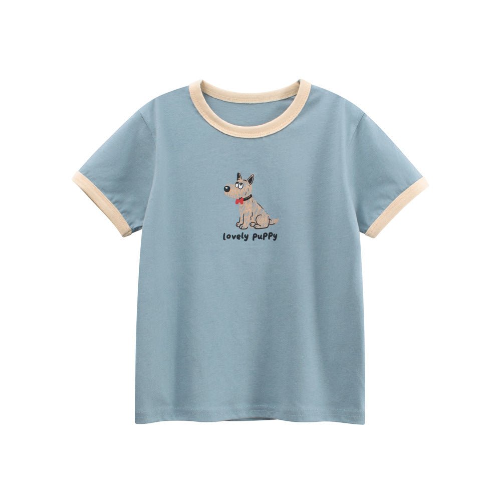 Children's short sleeve T-shirt, girls' children's clothing, cartoon print top for kids - Outdoors & Sports Tinker Time