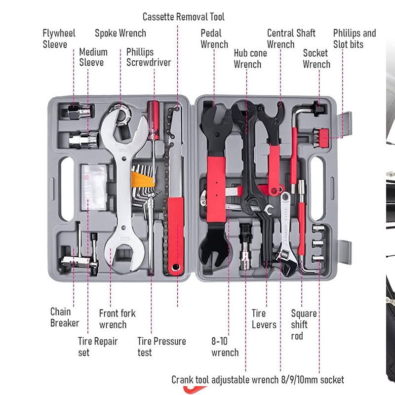 Complete 44-Piece Bicycle Repair Kit – Essential Tools for Chain, Crank, Freewheel, and Multi-Purpose Bike Key Repairs - Outdoors & Sports Tinker Time
