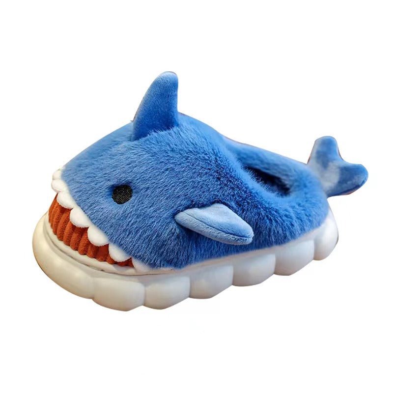 Cotton Slippers for Women Winter Shark Cartoon Cute Fleece Lined Thick Anti-Slip Quiet Indoor Warm Cotton Shoes - Outdoors & Sports Tinker Time