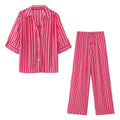 Curled edge short sleeved drape shirt+long pants set for women - Outdoors & Sports Tinker Time