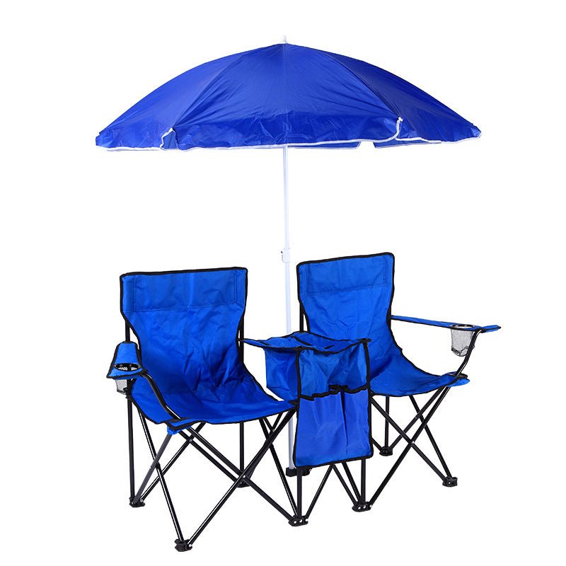 Double Camping Loveseat with Canopy – 600 lb Capacity, Cup Holders & Side Table, Foldable Outdoor Chair for Beach & Park - Outdoors & Sports Tinker Time