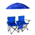 Double Camping Loveseat with Canopy – 600 lb Capacity, Cup Holders & Side Table, Foldable Outdoor Chair for Beach & Park - Outdoors & Sports Tinker Time