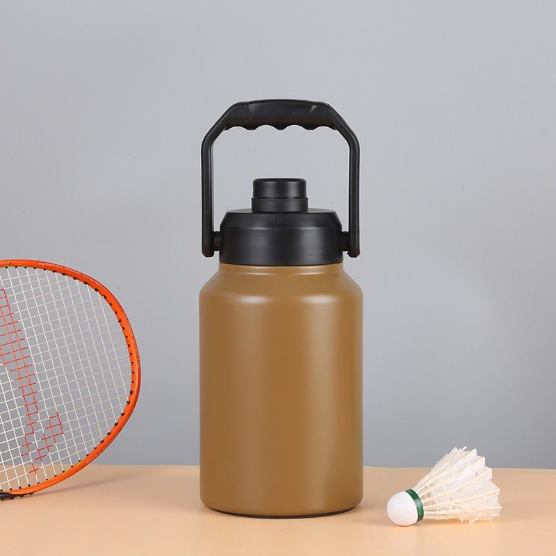 Double Wall Half Gallon Insulated Water Bottle Jug 64oz 128oz Stainless Steel Sports Water Flask with Handle - Outdoors & Sports Tinker Time