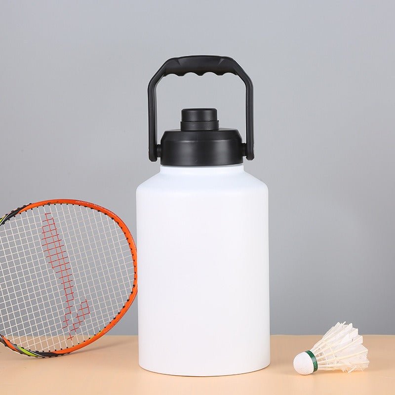 Double Wall Half Gallon Insulated Water Bottle Jug 64oz 128oz Stainless Steel Sports Water Flask with Handle - Outdoors & Sports Tinker Time