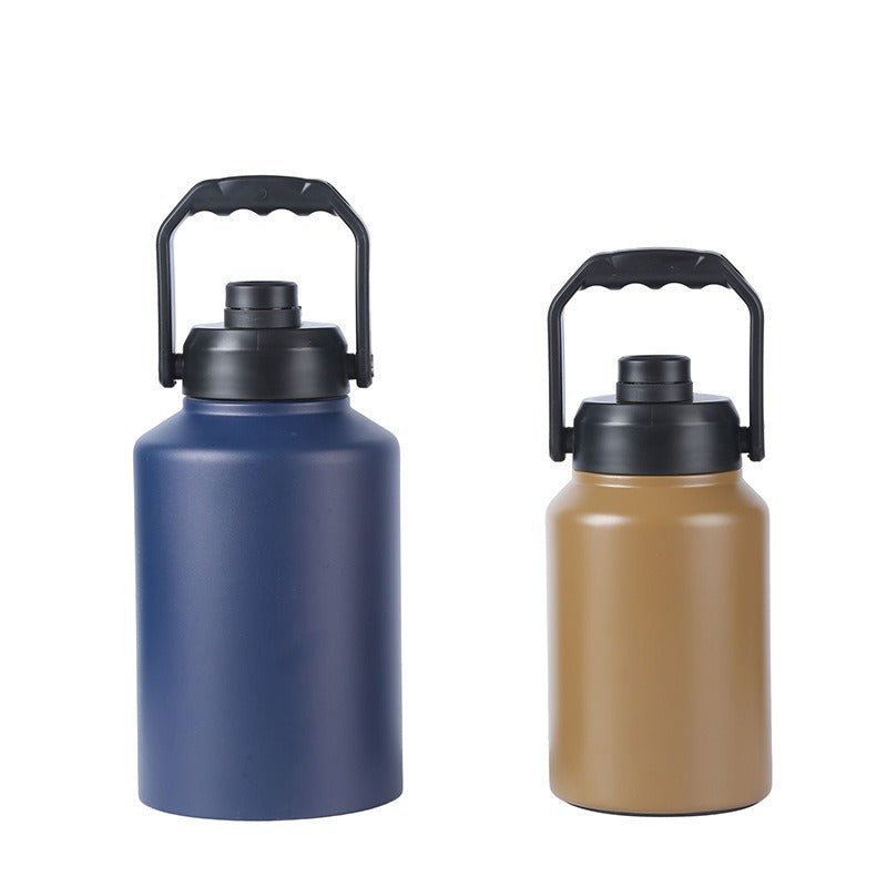 Double Wall Half Gallon Insulated Water Bottle Jug 64oz 128oz Stainless Steel Sports Water Flask with Handle - Outdoors & Sports Tinker Time