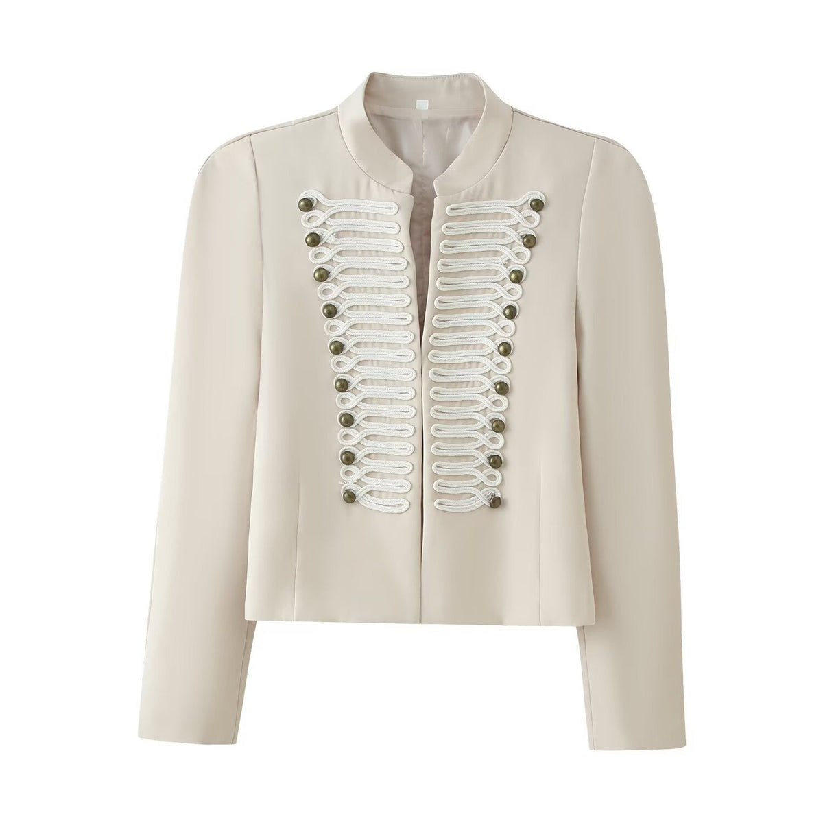 Embroidered knot button decoration long sleeved stand up collar jacket for women - Outdoors & Sports Tinker Time