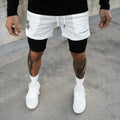 European and American Trendy Sports Double Layer Shorts For Mens Training Fake Two Piece Basketball Running Fitness Capris - Outdoors & Sports Tinker Time