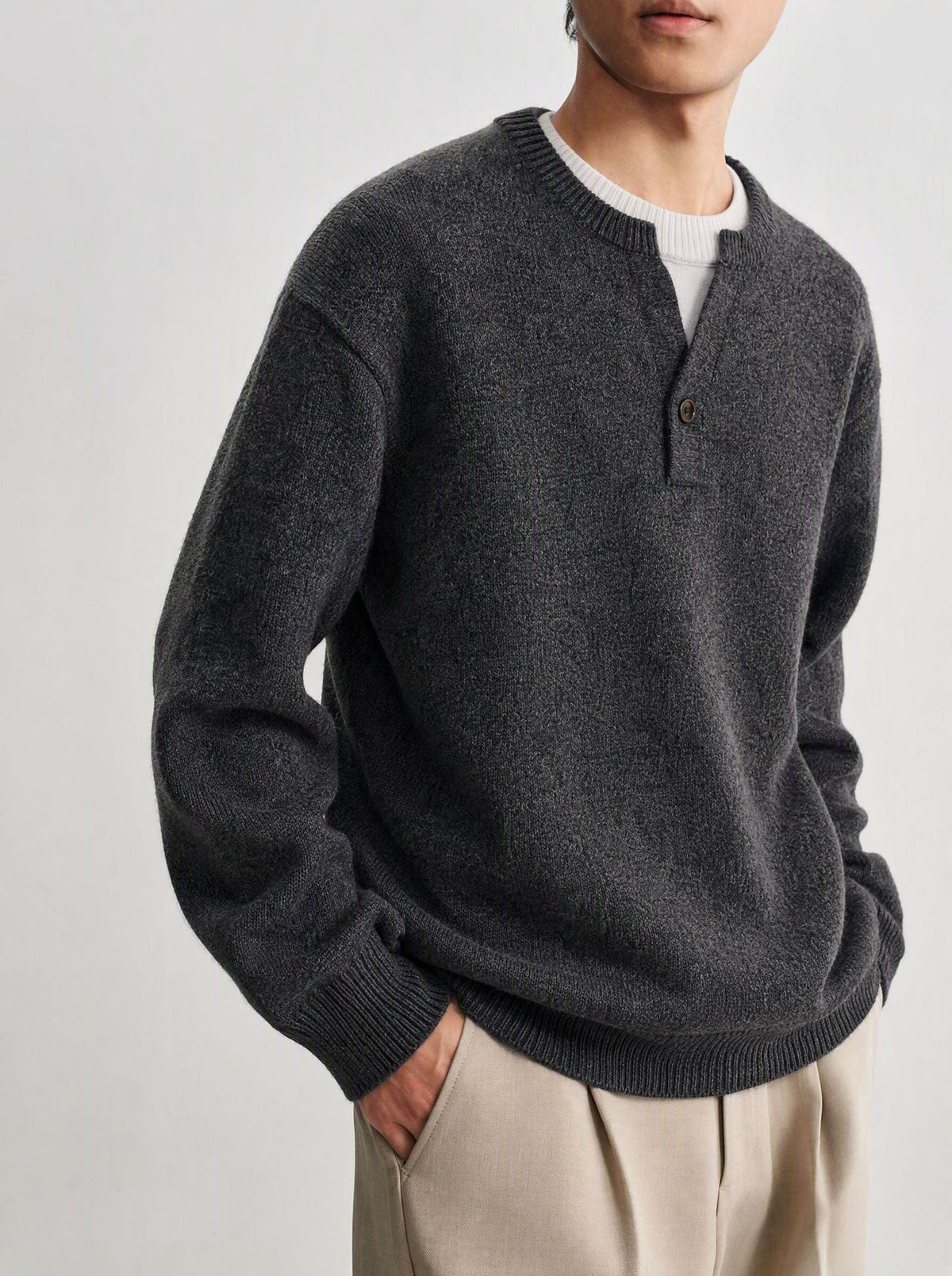 Fake two V-neck long sleeved sweaters - Outdoors & Sports Tinker Time