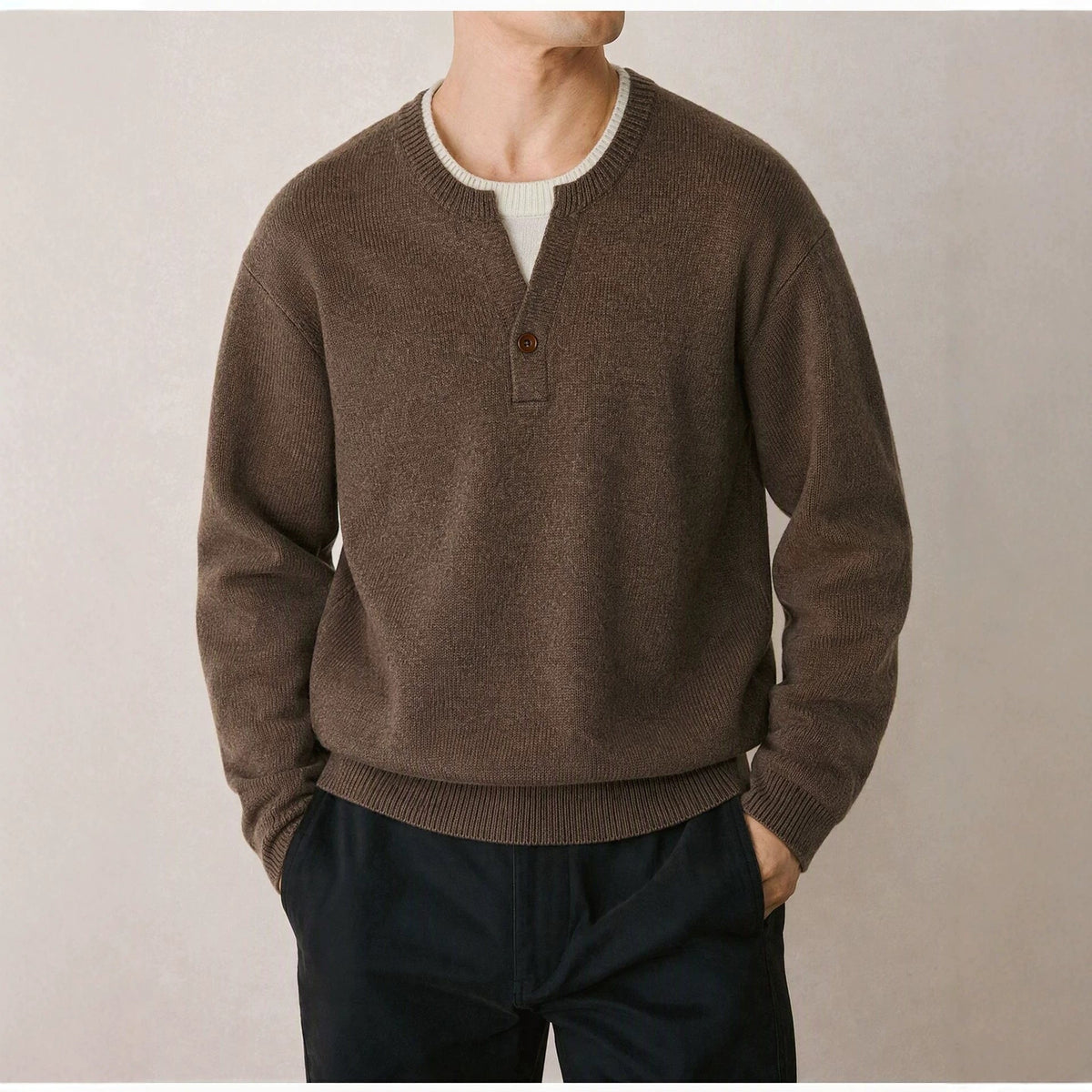 Fake two V-neck long sleeved sweaters - Outdoors & Sports Tinker Time