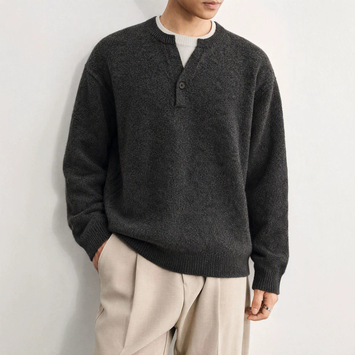 Fake two V-neck long sleeved sweaters - Outdoors & Sports Tinker Time