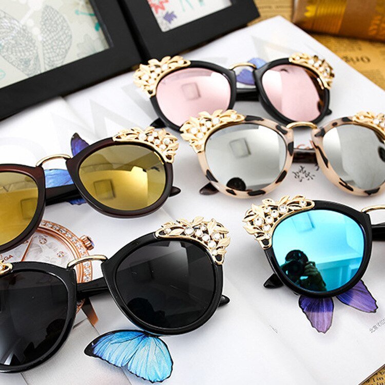 Fashion Luxury Rhinestone Cat Eye Sunglasses Women Brand Designer Mirror Lens Eyewear Men Sun Glasses Shades UV400 Oculos - Outdoors & Sports Tinker Time
