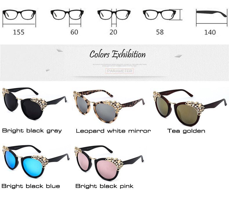 Fashion Luxury Rhinestone Cat Eye Sunglasses Women Brand Designer Mirror Lens Eyewear Men Sun Glasses Shades UV400 Oculos - Outdoors & Sports Tinker Time